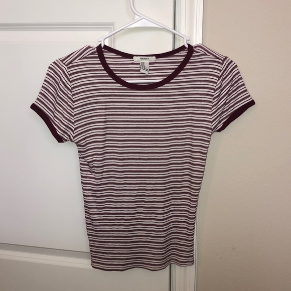 Striped Maroon and White Top - Picture 1 of 1